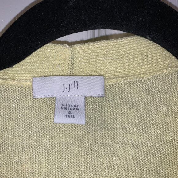 J Jill Women's Butter Yellow Linen Blend Cardigan Tall Size XLT Open Front Beach - Picture 4 of 7
